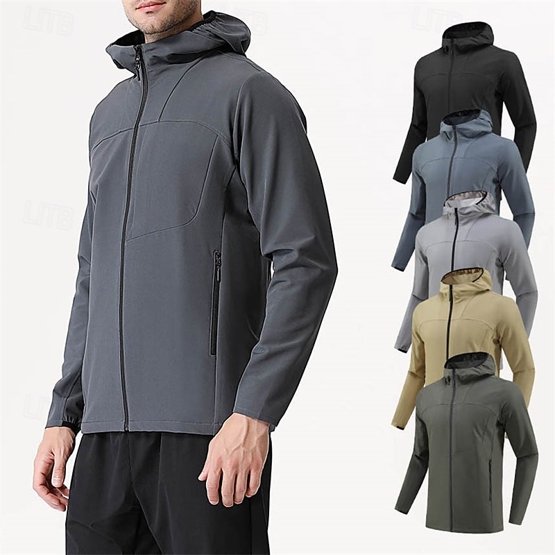 Men's Running T-Shirt Long Sleeve Tee Tshirt Casual Athleisure Fall Solid Colored Thermal Warm Windproof Breathable Gym Workout Walking Jogging Sportswear Activewear Black Green Khaki