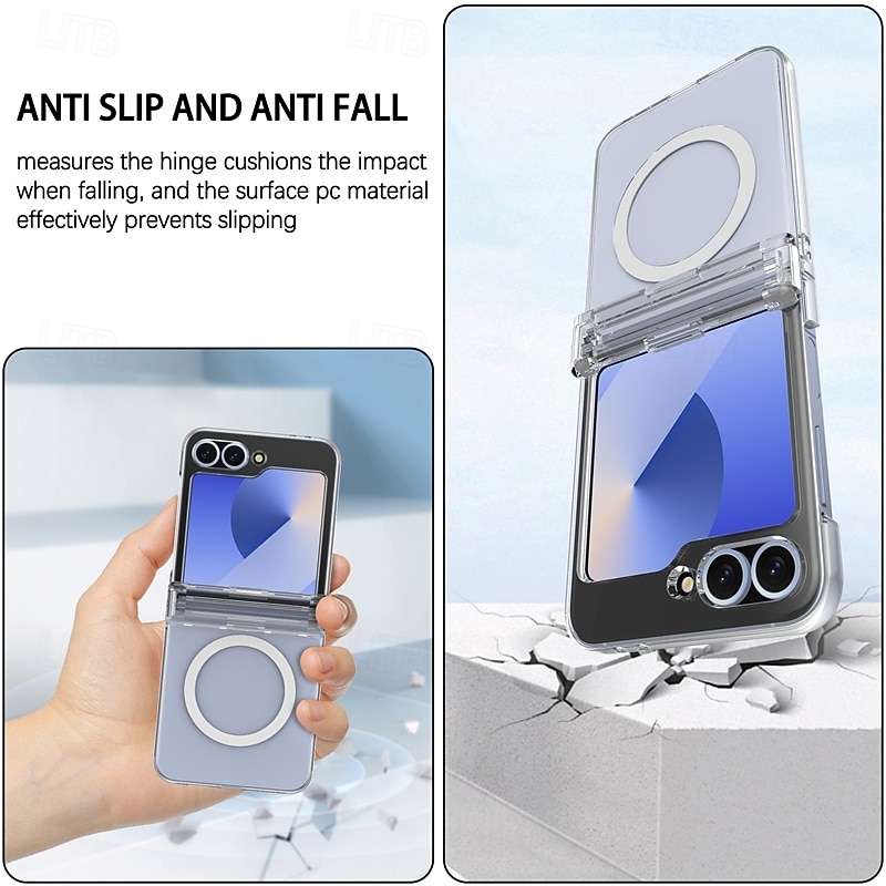 Phone Case For Z Flip 6 Z Flip 5 Z Flip 4 Z Flip 3 Back Cover Magnetic Support Wireless Charging Shockproof Retro TPU Silicone2