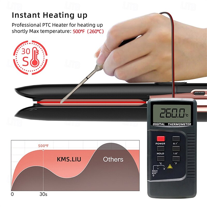 Hair Straightener Straightener and Curler 2in1 Fast Heating High Heat Adjustable Temperature Healthy Styling Tool2