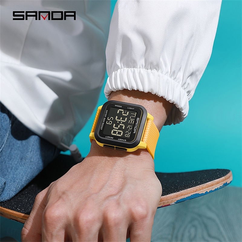 SANDA Men Digital Watch Sports Fashion Casual Business Luminous Alarm Clock Waterproof Decoration TPU Watch4