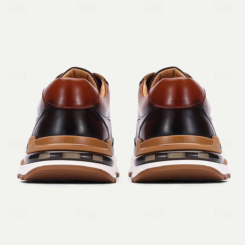 Men's Premium Cowhide Leather Sneakers with Crocodile Texture and Lace-Up Design – Casual Athletic Shoes for Everyday Wear4