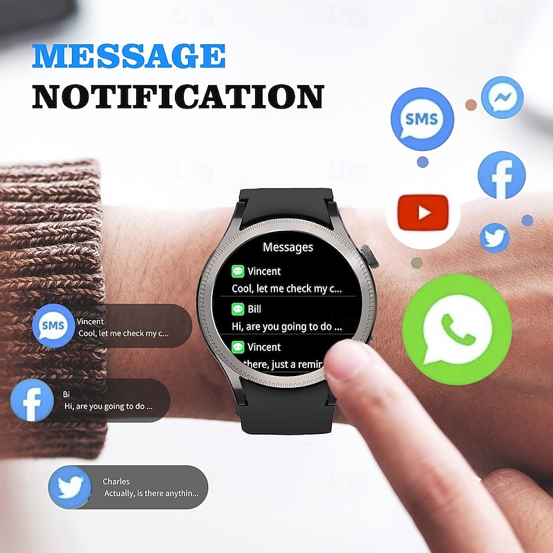 696 ZM34 Smart Watch 1.39 inch Smart Band Fitness Bracelet Bluetooth Pedometer Call Reminder Sleep Tracker Compatible with Android iOS Women Men Hands-Free Calls IP 67 40mm Watch Case4