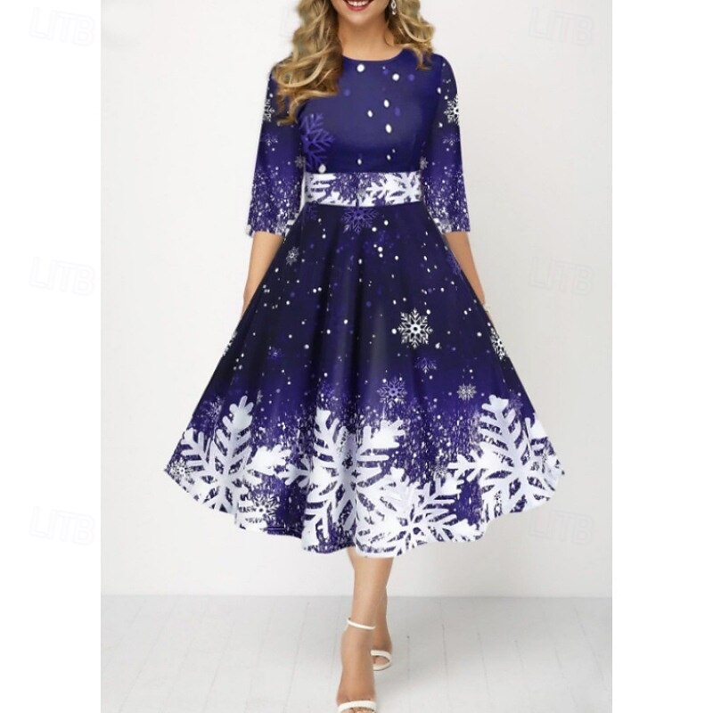 Lady snowflake Cocktail Dress Party Dress Women's Elegant Lady Adults Christmas New Year Christmas Eve Christmas Party Dress3