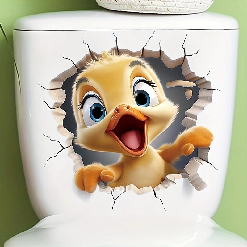 3D Cartoon Animal Duck Toilet Lid Sticker - Vibrant Self-Adhesive Wall Decor for Shower Room, Bedroom, or Any Wall Rack - Easy-to-Apply, Universally Compatible, and Fun Home Decoration Solution3