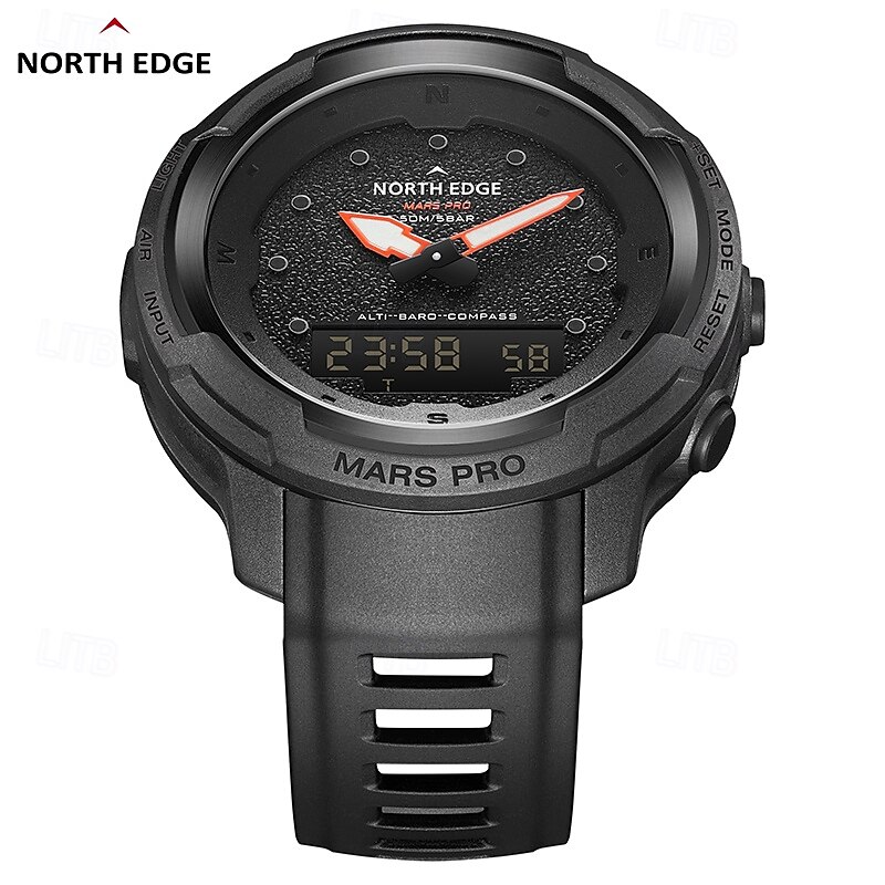 NORTH EDGE MARS Pro Men's Sports Digital Watch Military Army Carbon Fiber Case Watches Altimeter Barometer Compass Waterproo 50M4