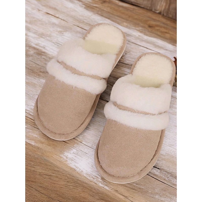 Women's Cozy Faux Fur Lined Slippers with Suede Finish – Warm Indoor Shoes for Winter Comfort 9