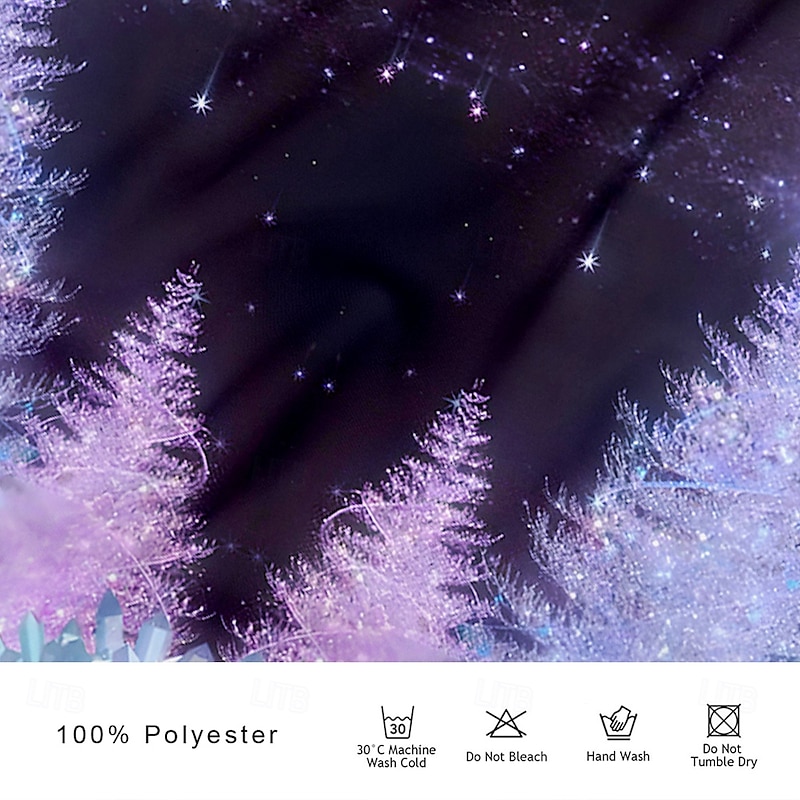 Christmas Men's Space Forest Polo Shirts Golf Polos Shirts Long Sleeve Polo Shirts Collar Casual Party Evening Wear Dailywear Vacation Buttons 3D Print Purple3