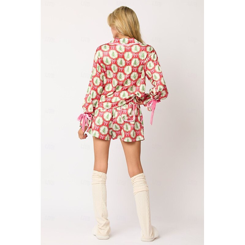 Santa Claus Sleepwear Christmas Pajamas Satin Pajama Cosplay Costume Adults Christmas New Year Christmas Eve Christmas Party Top Pants3