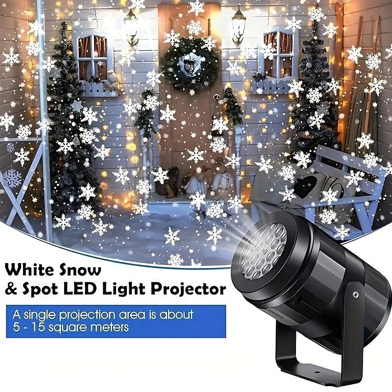 1 Pc Christmas Snowflake Projection Lamp USB Powered Indoor and Outdoor Festive Party Atmosphere Decorative Lamp2