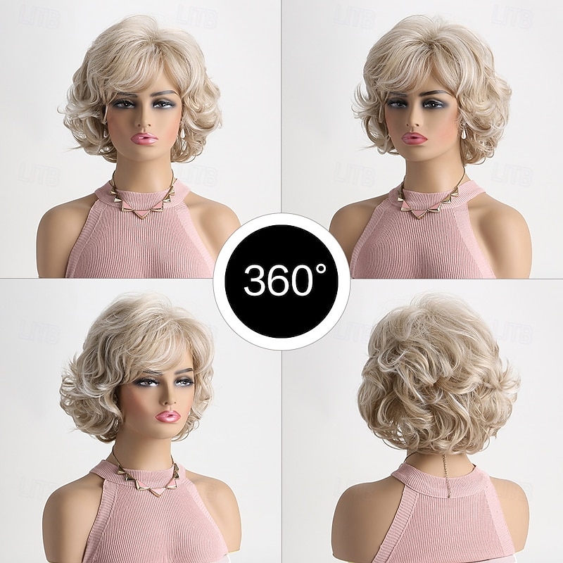 Pixie Layered Short Blonde Wig Short Curly Wigs for White Women Black2