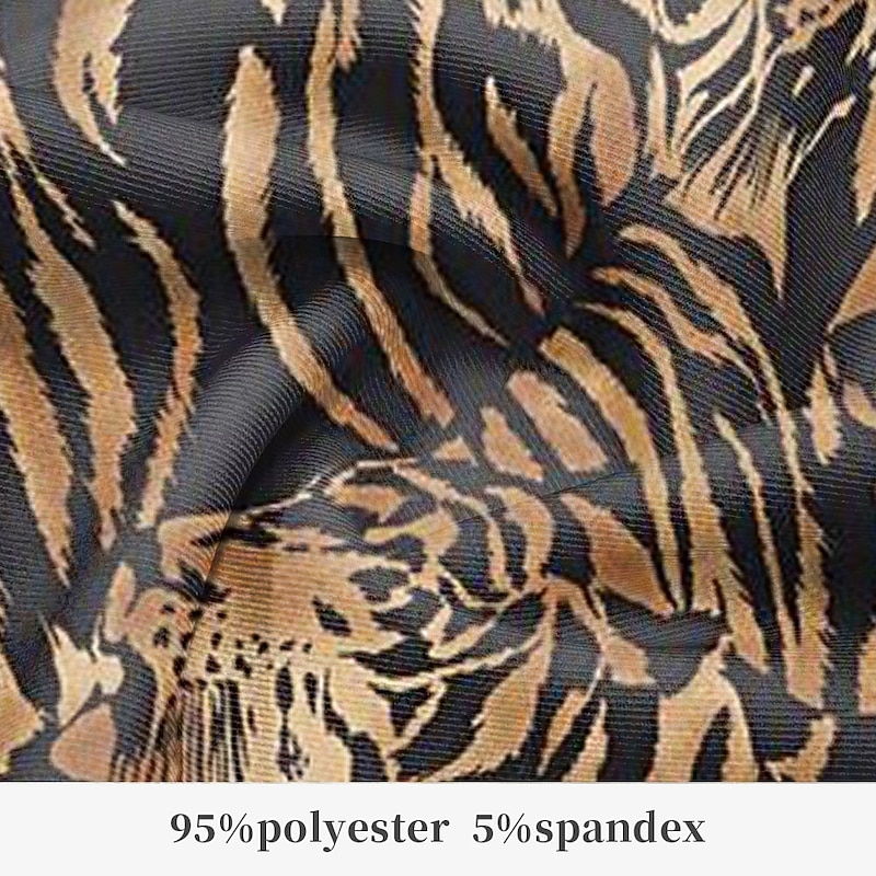 Men's Tiger Skin Dress Pants Mid Waist Business Casual Formal Outdoor Street Zipper Pocket Summer Spring Fall 3D Print Brown3