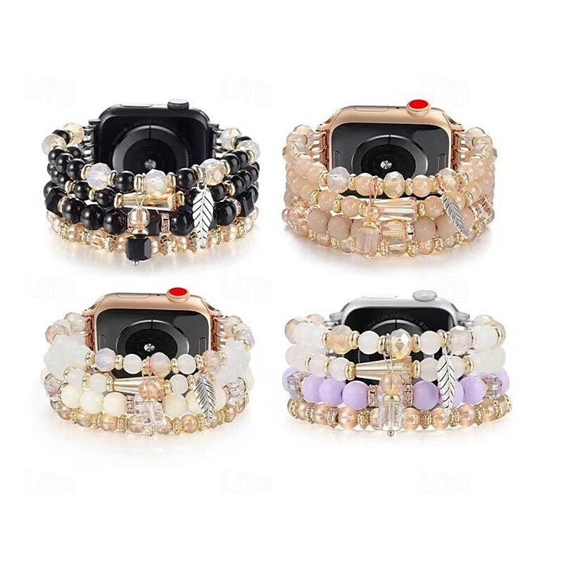 Sport Band Compatible with Apple Watch band 38mm 40mm 41mm 42mm 44mm 45mm 49mm Beaded Adjustable Breathable Beads Strap Replacement Wristband for iwatch Ultra 2 Series 9 8 7 SE 6 5 4 3 2 1