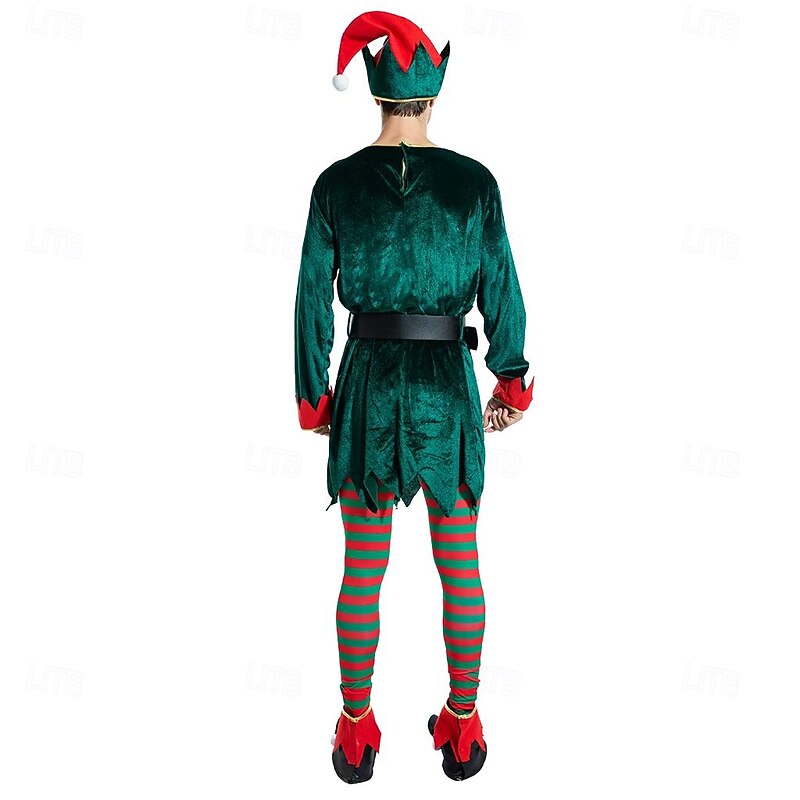 Elf Outfits Fancy Costume Christmas Costume Men's Women's Cosplay Costume Adults Christmas New Year Christmas Eve Christmas Party Top Belt Socks Shoes Hat2