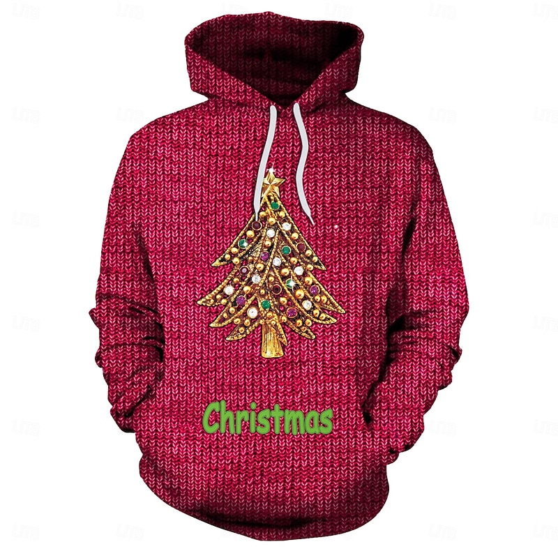 Christmas Hoodie Ugly Christmas Sweater Pullover Anime 3D Front Pocket Graphic For Couple's Men's Women's Adults' Christmas Carnival 3D Print Party Vacation3