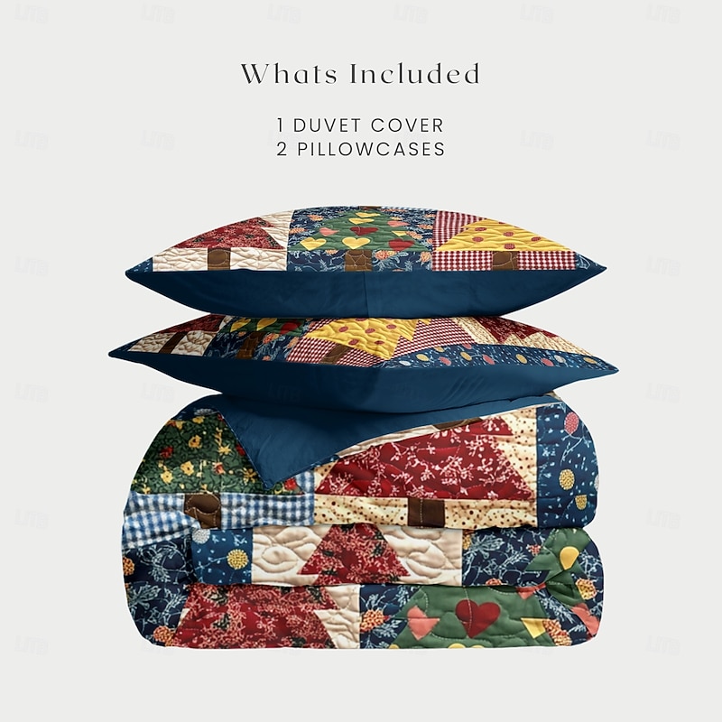 Santa Claus 100% Cotton Christmas Comforter Set Full 3-Piece Holiday Bed Linen for Kids - Soft & Cozy Christmas Bedspread with Pillowcases3