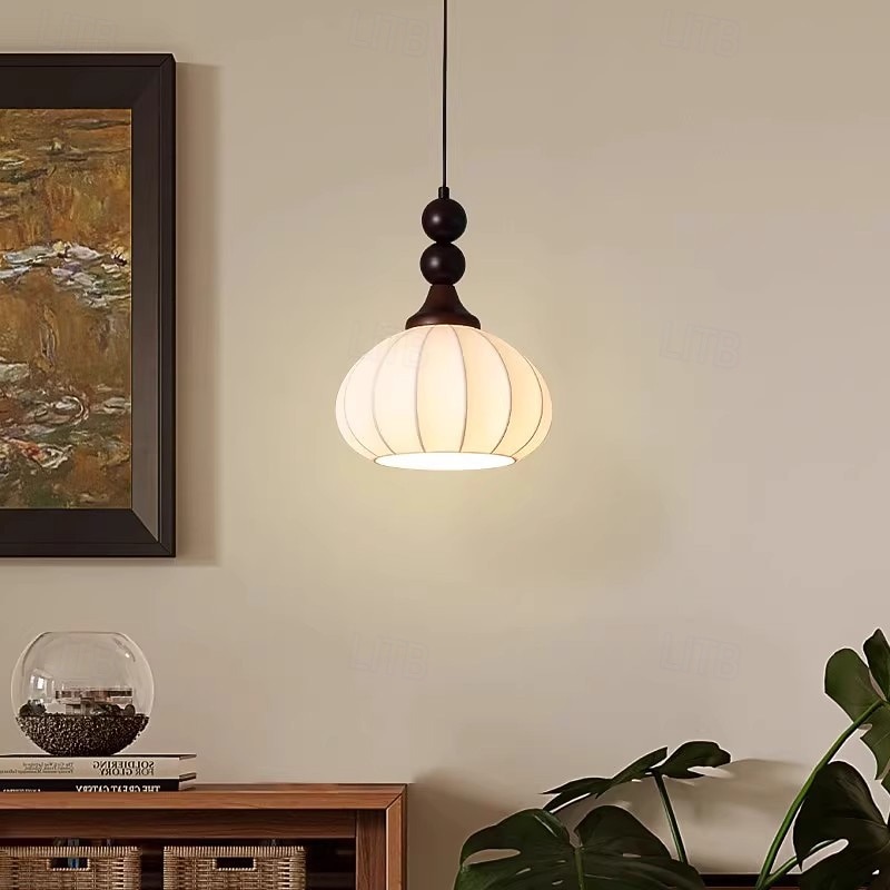 Mid-Century Modern Hanging Lamp Sink Pendant Light Wood Restaurant Living Room Chandeliers Fabric Lantern Internet Celebrity Creative Lighting Fixture 85-265V2