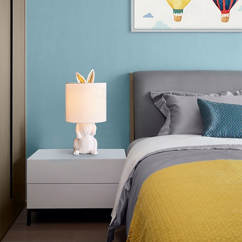 Desk Lamp Modern Resin Table Lamp White Little White Rabbit lamp Body Bedside Desk lamp for Bedrooms 90-240V