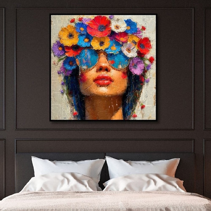 Handmade Abstract Palette knife face painting wall art Handmade textured face of girl painting handpainted figurative oil painting wall art face Oil painting wall decorative painting room art2