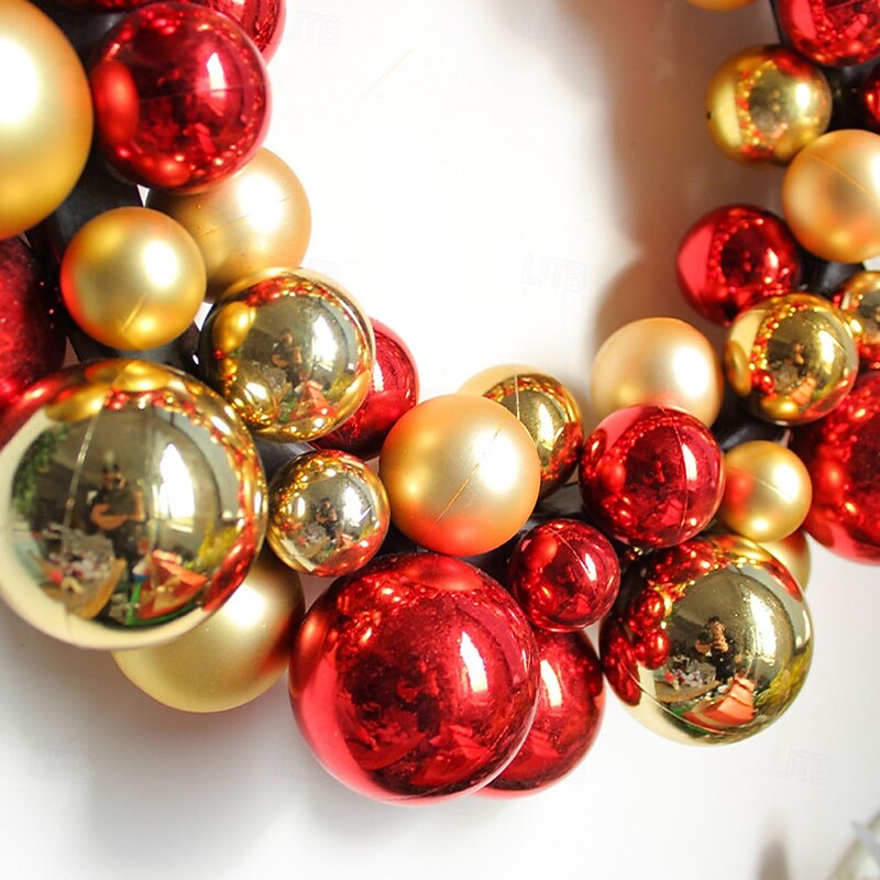 Christmas Ball Wreath Outdoor for Front Door Winter Wreath Window Wall Decoration Colorful Patchwork, Shiny Ornaments, Wall Hanging Decor for Hotels, Festive Door Decoration and Holiday Display2