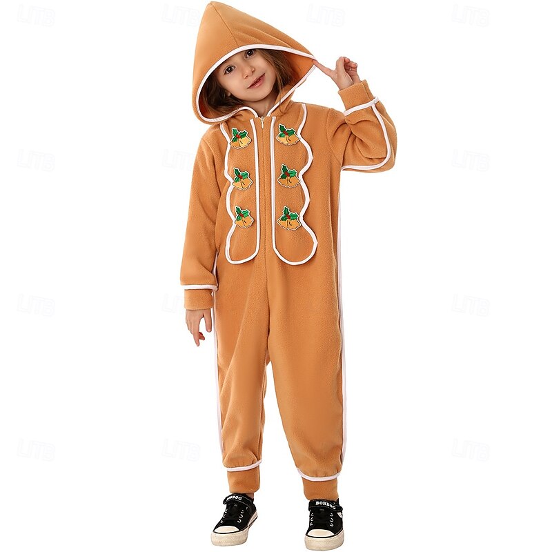 Gingerbread Man Kigurumi Sleepwear Jumpsuit Onesies Girls' Cosplay Costume Kid's Christmas New Year Christmas Eve Christmas Party Onesie2