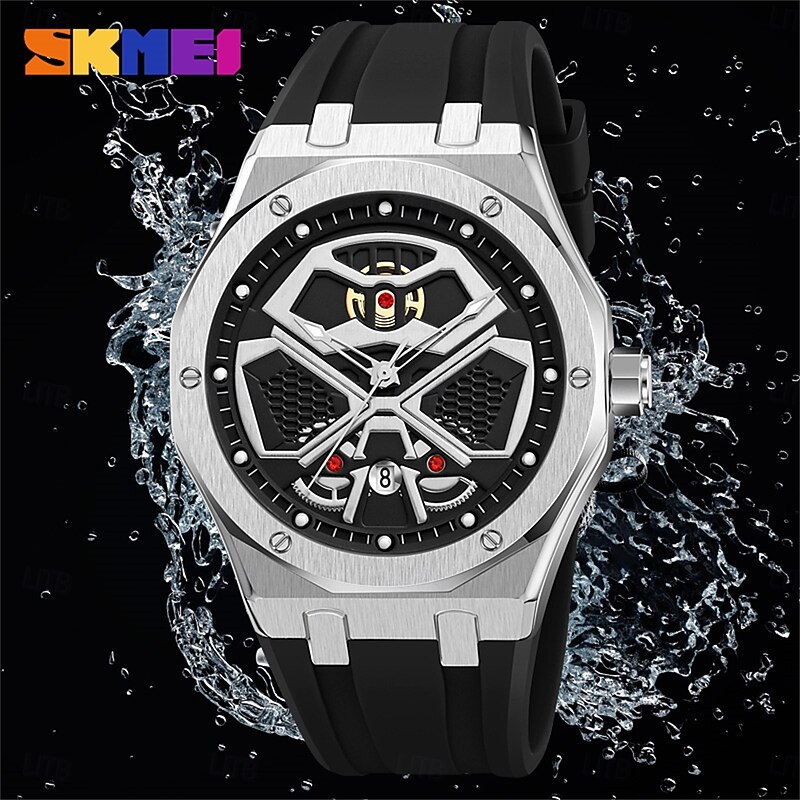 SKMEI Men Quartz Watch Outdoor Sports Fashion Casual Luminous Calendar Waterproof Decoration Silicone Gel Watch2