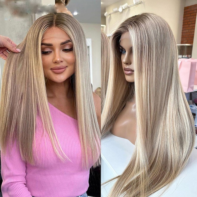 Remy Human Hair 13x4 Lace Front Wig Free Part Brazilian Hair Natural Straight Black Multi-color Wig 150% Density with Baby Hair Glueless Pre-Plucked For wigs for black women Long Human Hair Lace Wig