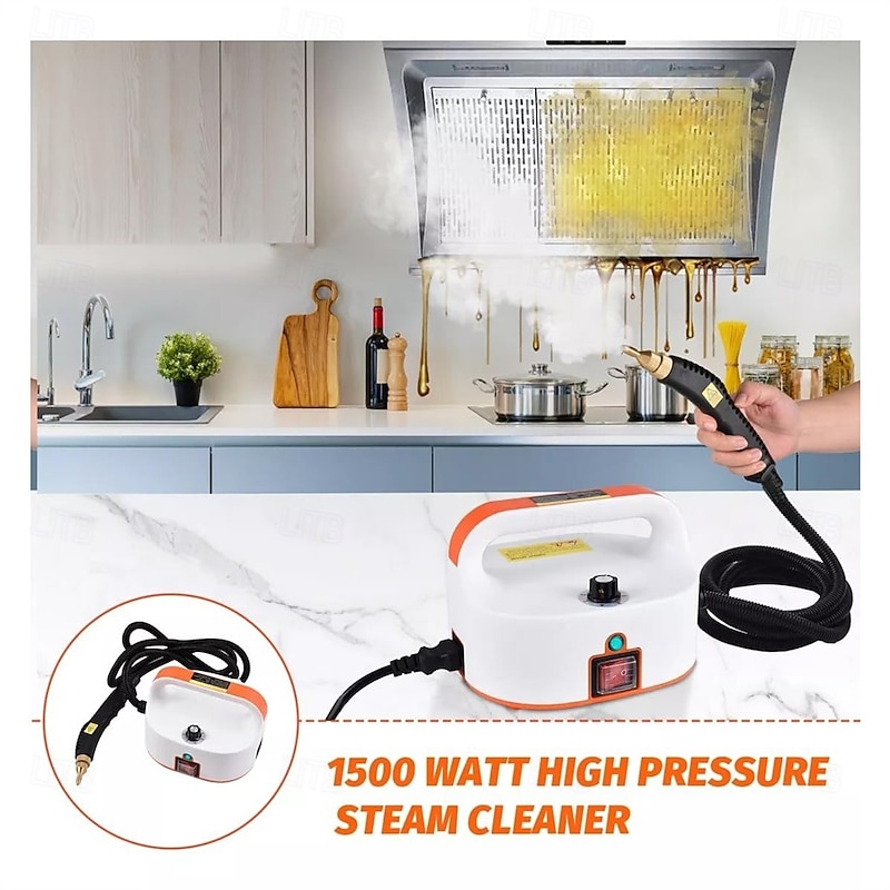 1500W Portable Handheld Steam Cleaner, High Temperature Pressurized Steam Cleaning Machine with Brush Heads