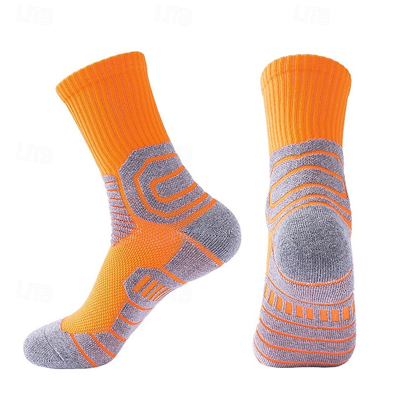Athletic Sports Socks Running Socks 1 Pair Color Block Men's Socks Anti-Slip Breathable Sweat wicking Comfortable Gym Workout Basketball Football / Soccer Running Jogging Sports Color Block Fashion
