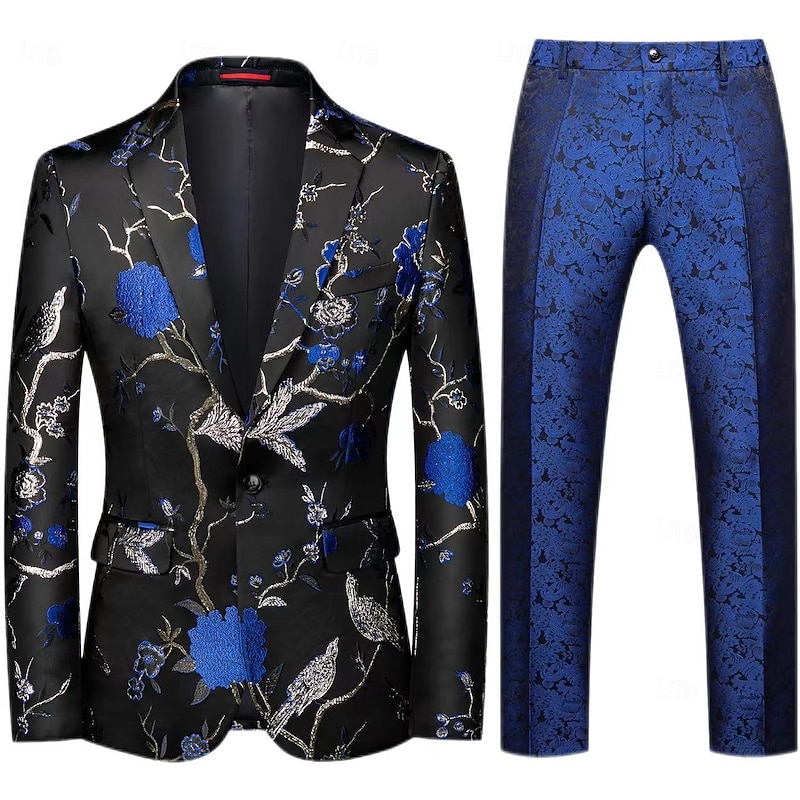 Disco 1980s Pants Outfits Suits & Blazers Disco Solid Color Fancy Dress Men's Masquerade Performance Party Club Adults' Coat Pants3