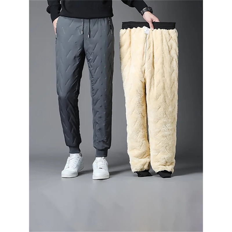 Men's Sweatpants Pocket Elastic Waistband High Waist Pants / Trousers Outdoor Sports & Outdoor Street Fall Fleece Thermal Warm Soft Workout Cycling Tailored Fit Sportswear Activewear Solid Colored3