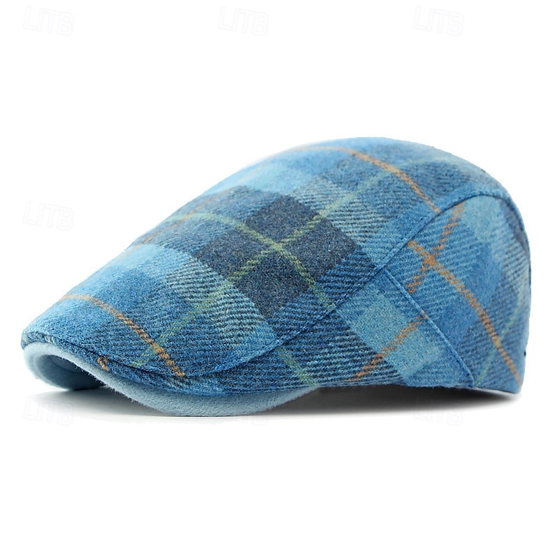 Men's Flat Cap Baseball Cap Military Cap Cadet Hat Blue khaki Polyester Fashion Casual Street Daily Plaid Adjustable Sunscreen Breathable4
