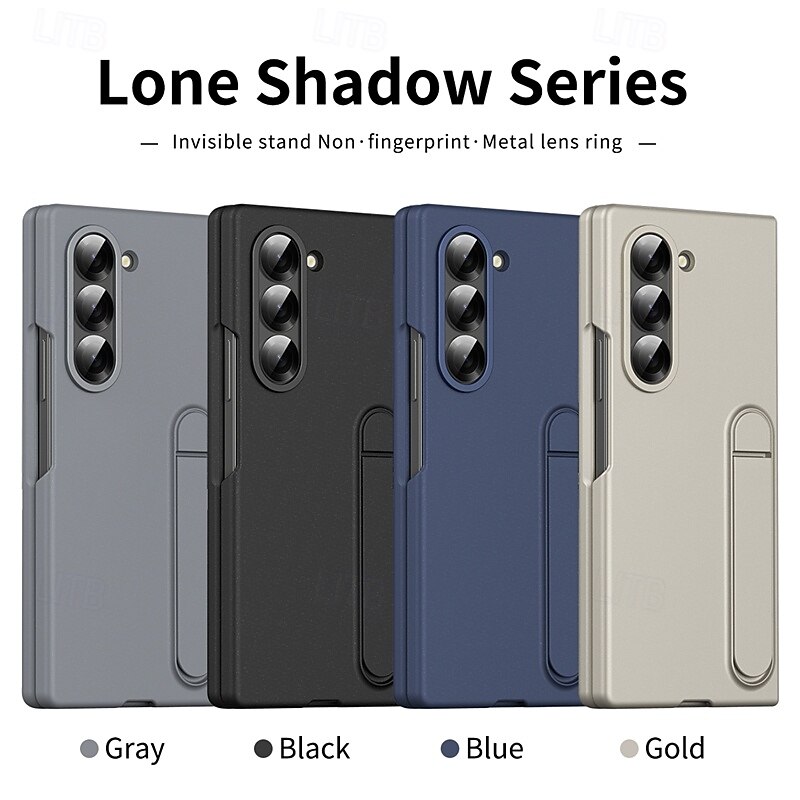 Phone Case For Z Fold 7 Z Fold 6 Z Fold 5 Z Fold 4 Z Fold 3 Back Cover with Stand Holder Shockproof Retro PC Metal
