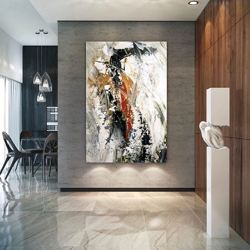 Pure Hand-painted Oil Painting Gold Foil Cloud Hanging Painting Black white Abstract For Home Decoration Painting Wall Art3