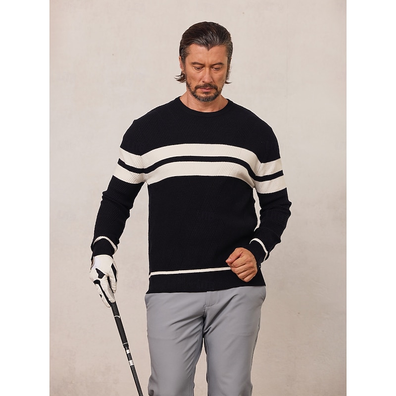 Men's Sweater Black Army Green Long Sleeve Top Golf Attire Clothes Outfits Wear Apparel