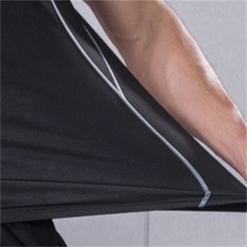 Men's Running T-Shirt Compression Shirt Long Sleeve Tee Tshirt Casual Athleisure Fall Color Block Quick Dry Breathable Gym Workout Walking Jogging Sportswear Activewear Black+Gray4