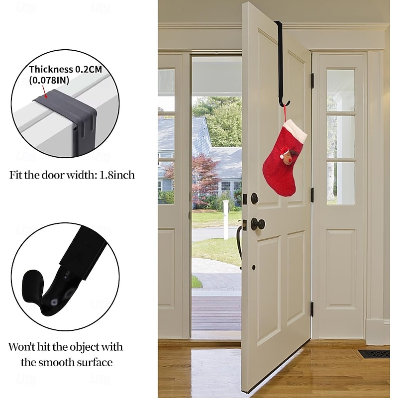 Wreath Hanger for Front Door, Adjustable Wreath Hanger from 15 to 25 Inches Wreath Hanger, 20 lbs Larger Door Upgrade Wreath Hanger Christmas Fall Wreaths Decorations Hook3