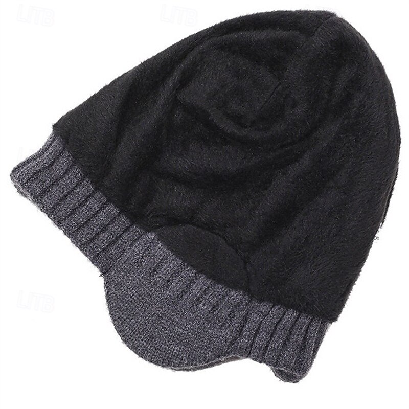 Men's Unisex Beanie Hat Winter Hats Beanies Skull Cap Knit Hat Iron Gray Black Polyester Knitted Cozy Daily Wear Going out Snowflake Warm4