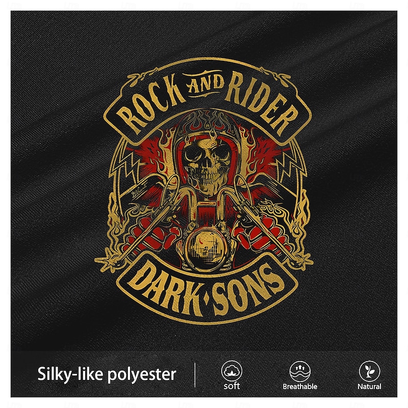 Men's Motorcycle Skulls T Shirt Short Sleeve T shirt 3D Print Crew Neck Shirt Retro Vintage Casual Street Style Sports Outdoor Holiday Black Spring & Summer Clothing Apparel S M L XL XXL XXXL3