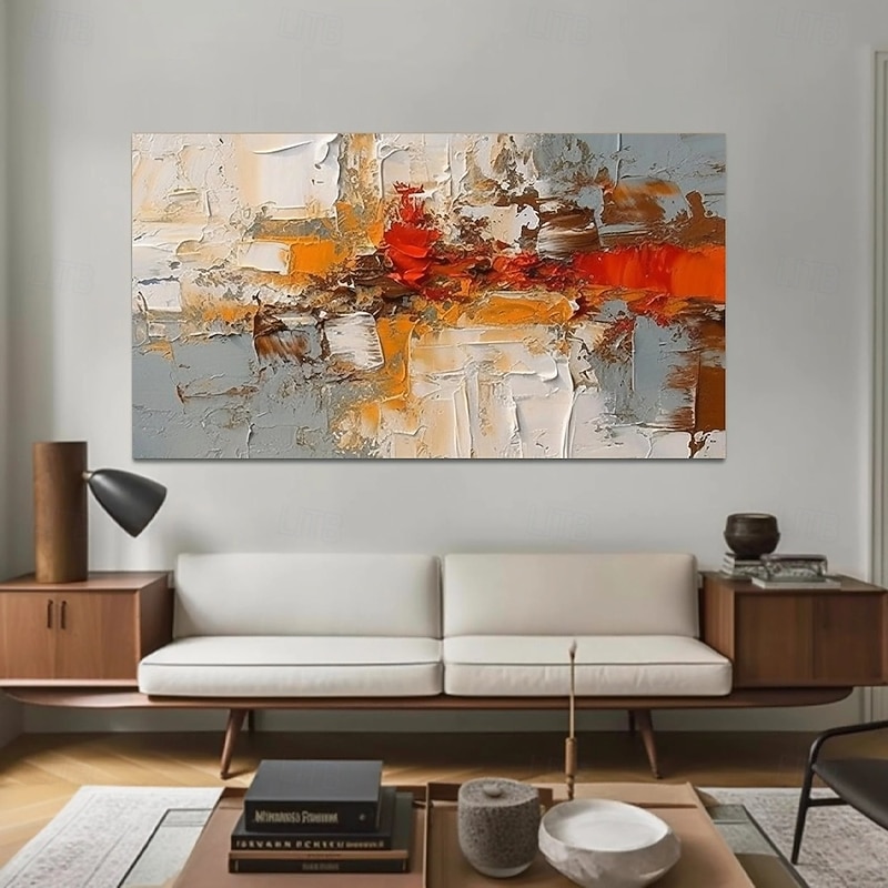 Large Colorful Abstract Painting hand painted 3D Textured Painting handmade Palette Knife Original Painting Colorful Wall Art Scandinavian Art for Living room decor4