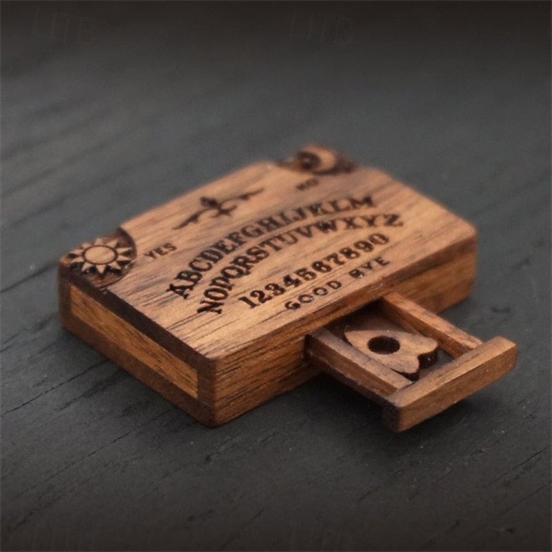 Miniature Spirit Board with Drawer Ouija Board,Wooden Ouija Boards Miniatures with Planchettes, Emotional Love Drawer, Mini Ouija Board for Home Decor Halloween Decorations