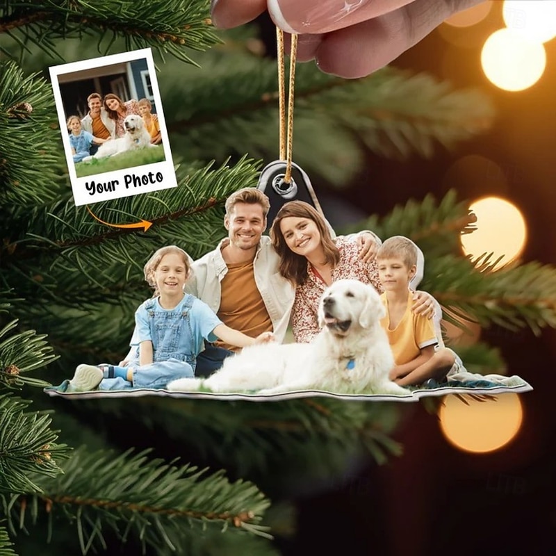 Personalized Photo Christmas Ornaments Acrylic 2D Custom Gift For Family Photo Ornament Christmas Tree Ornaments Xmas Decoration Hanging Pendant Gifts