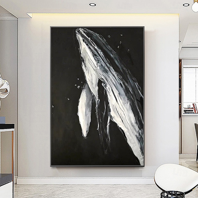 Mintura Handmade Whale Oil Paintings On Canvas Wall Art Decoration Modern Animal Picture For Home Decor Rolled Frameless Unstretched Painting2