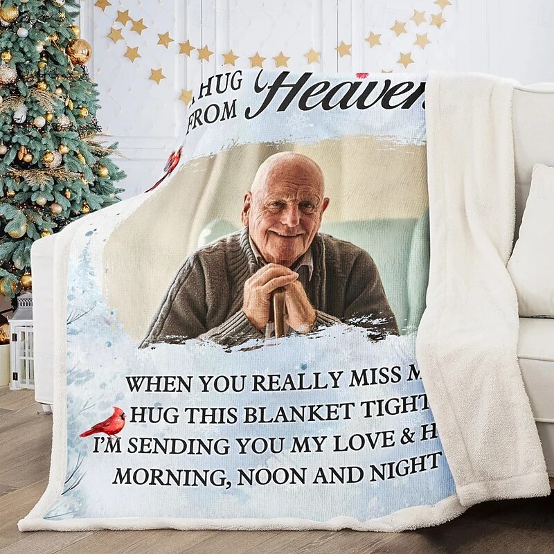 A Hug from Heaven Personalized Memorial Blanket Soft and Cozy Customized Memorial Throw Thoughtfully Designed for Comfort and Remembrance Ideal as a Heartfelt Gift or Keepsake4