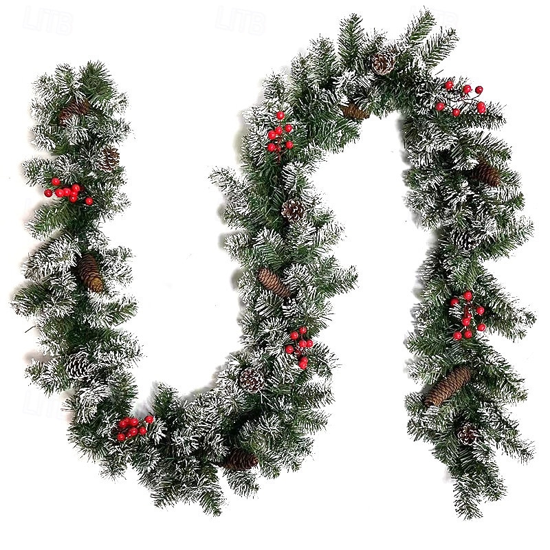 Artificial Christmas Garland, Green, Crestwood Spruce, Decorated with Pine Cones, Berry Clusters, Christmas Collection, 6/9 Feet2