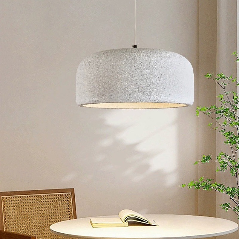 Wabi-sabi Dome Taupe White Resin Pendant Light Faux Concrete Pendant Light Hanging Lamp Height Adjustable 40/60cm 85-265V2