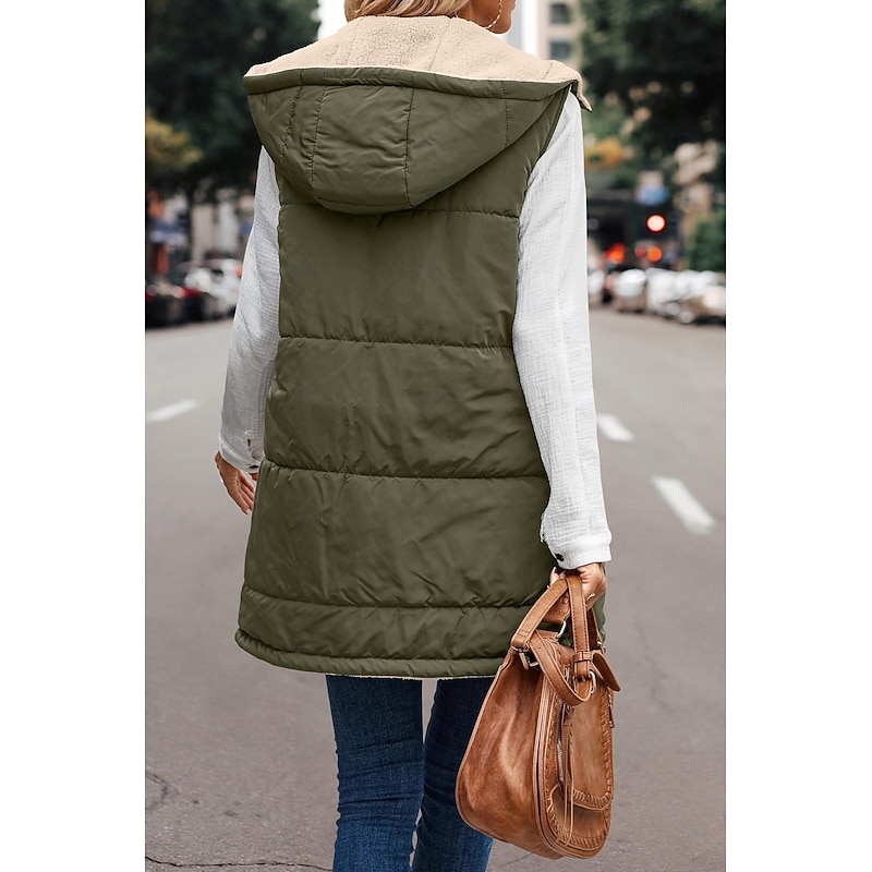 Womens Double Face Hoodie Vest Fleece Lapel short cotton-padded jacket2