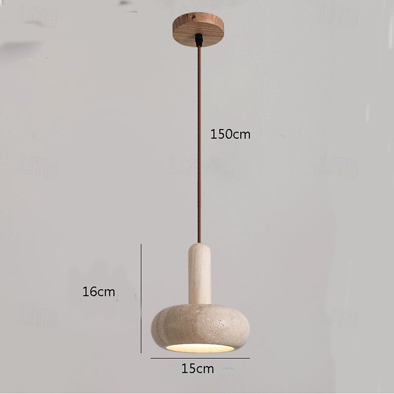 Modern Nordic Natural Stone Kitchen Pendant Light Hanging Lamp Vintage Wood Chandelier 110-240V4