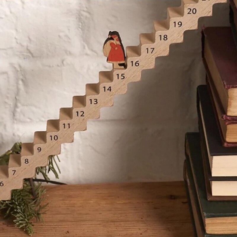 Christmas Climbing Santa Wooden Advent Calendar 24 Days, Santa Climbing Staircase Countdown Calendar 2025, Santa's Staircase Countdown Calendar, Santa Climbing Stairs, Christmas Decorations3