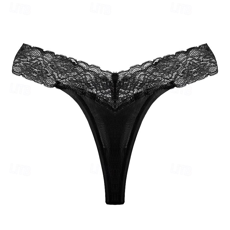 Women's G-strings & Thongs Panties 1 PC Underwear Romantic Sexy Lace Lace Pure Color Cotton Low Waist Petite Super Sexy Black Pink Wine XS S M Home Outfits2