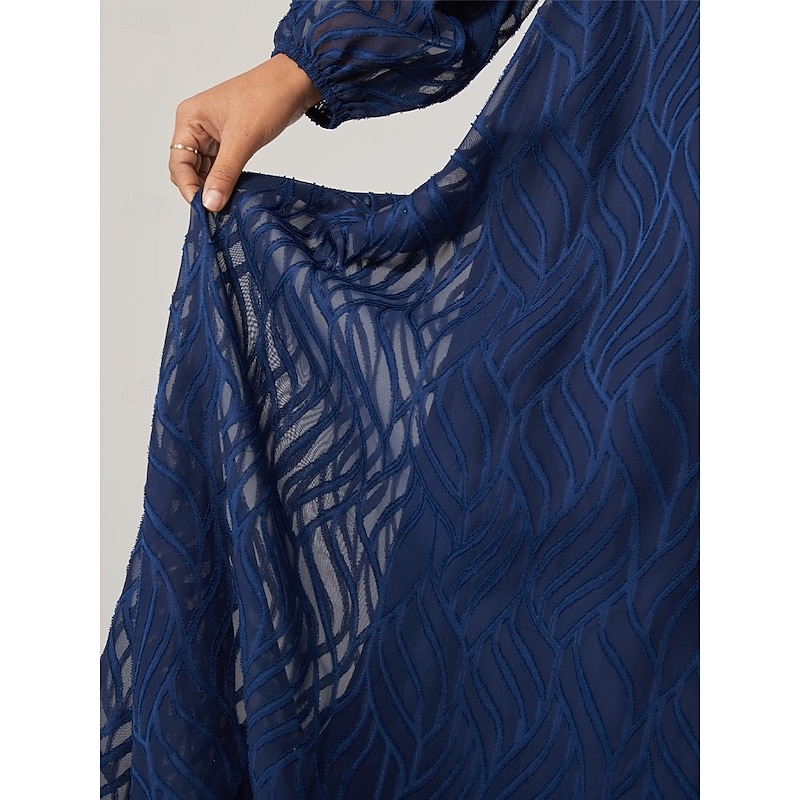 Women's Midi Dress Vintage Dress Elegant Vintage Formal Party Regular Fit Long Sleeve Square Neck Blue Fall Winter3